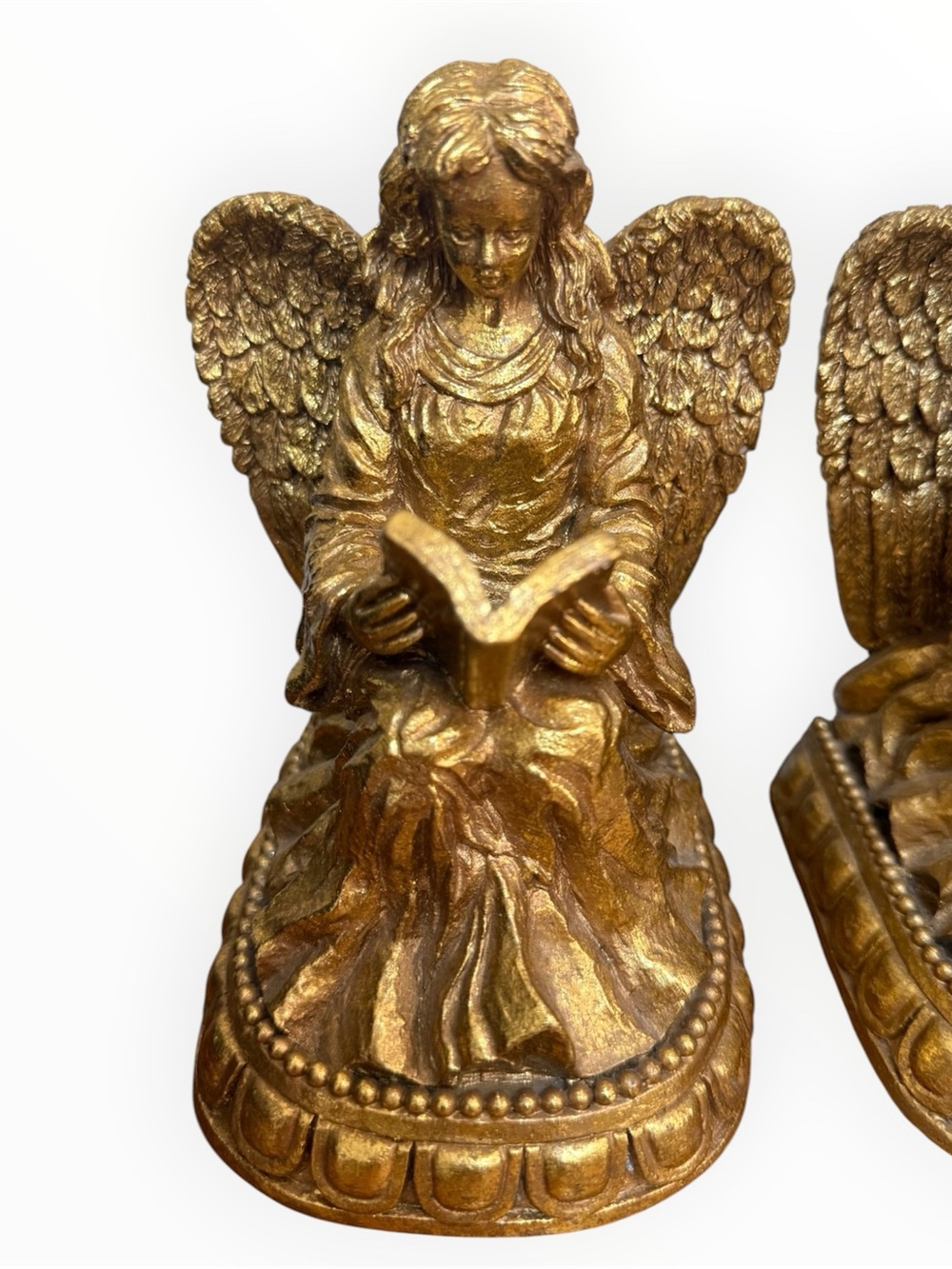vintage 1998 gold-toned reading angel bookends - Picture 2 of 6